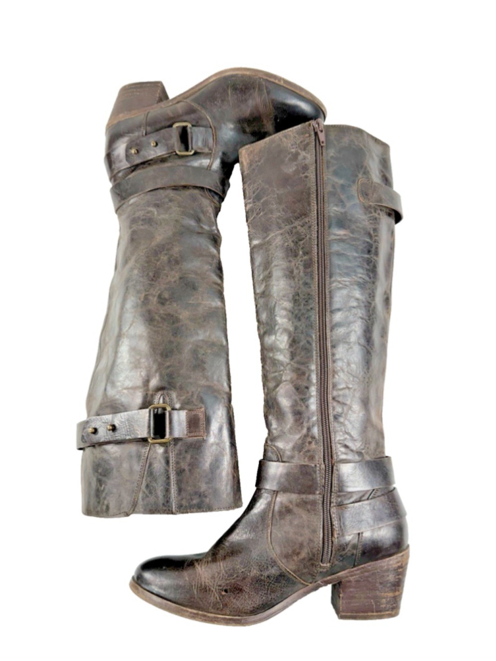 Treasure & Bond Salinas Chocolate Leather Knee High Buckle Riding Boots size 9